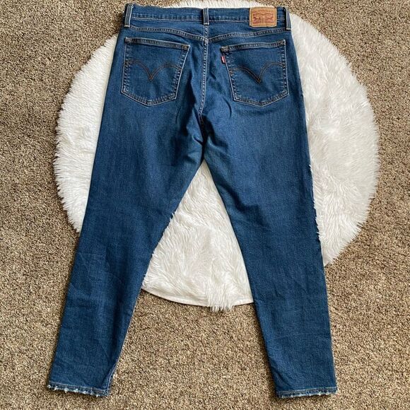 Levi’s Wedgie Skinny Button Fly Jeans Womens Size 32 Blue - Picture 2 of 10